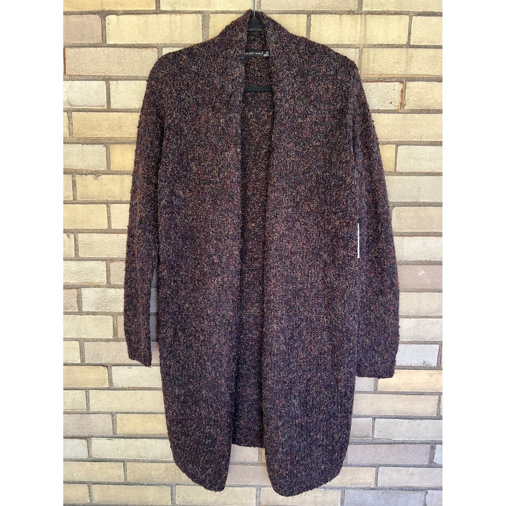 Black Tape Merlot Melange Open Front Longline Cardigan Sweater Size Small NWT